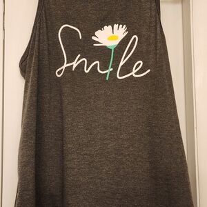 Gray Sleeveless Top with Daisy Print